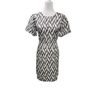 J.Crew 100% Silk Flutter Sleeve Ikat Silk Sheath Short Dress Lined Size 10